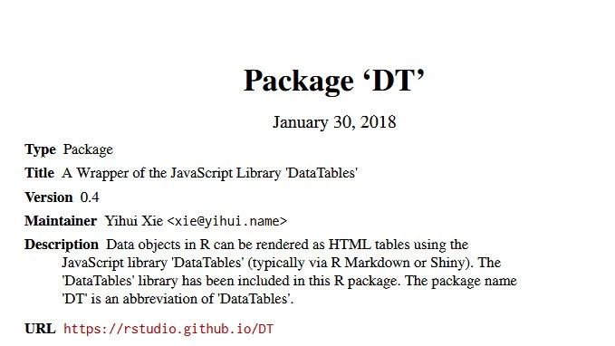 R中的数据表可视化工具——DT包